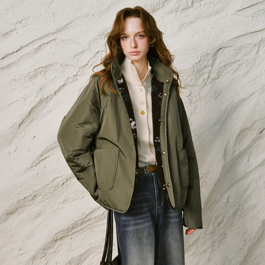 Contrast-Trim Padded Jacket