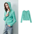 Ribbed Hooded Zip Cardigan