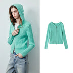 Ribbed Hooded Zip Cardigan