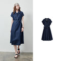 Belted Denim Midi Shirt Dress