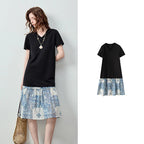 V-Neck Ruffle-Hem T-Shirt Dress