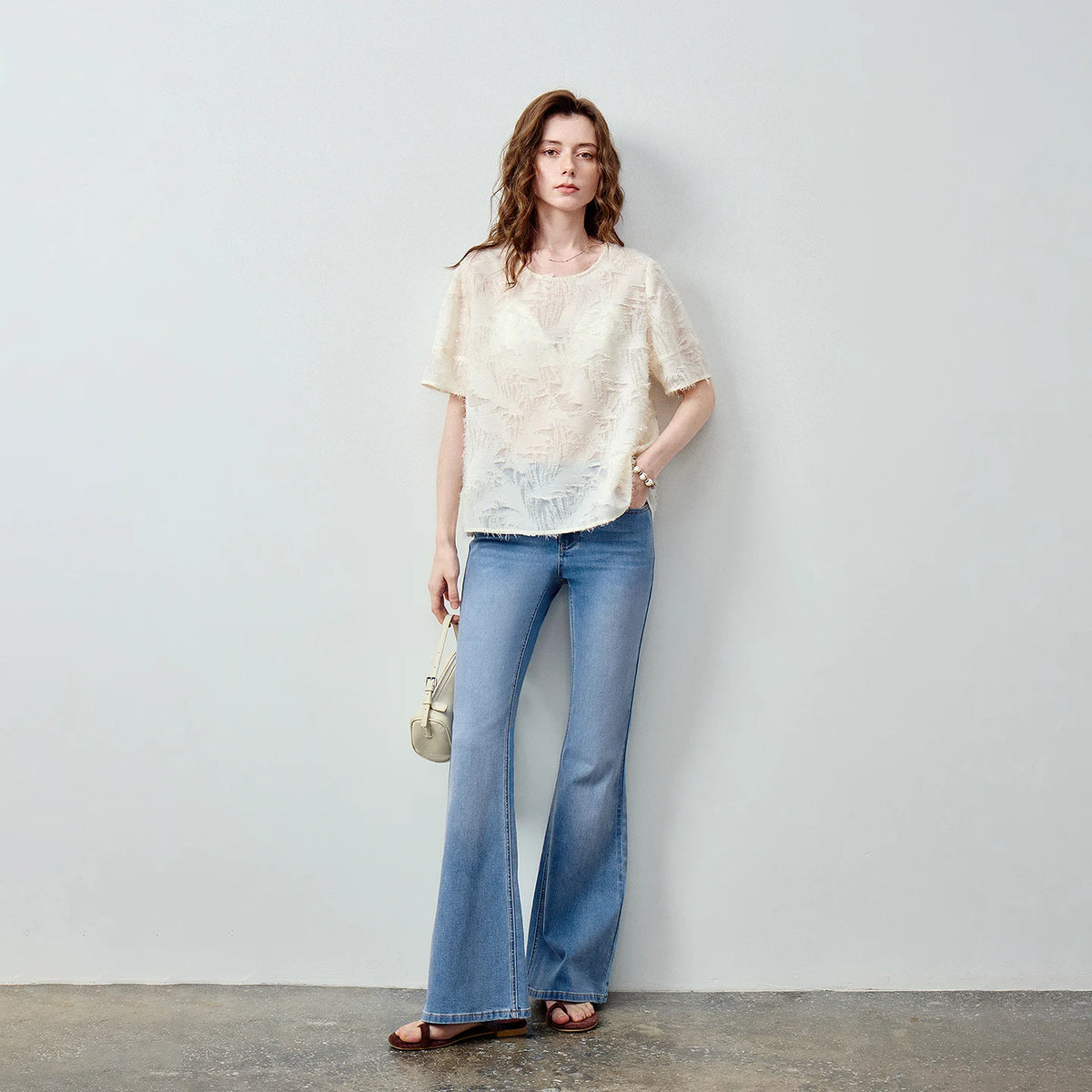 Textured Short-Sleeve Blouse