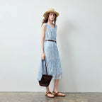 Textured V-Neck Tiered Midi Dress