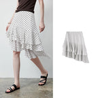 Polka-Dot Tiered Ruffle Skirt