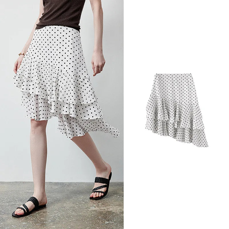 Polka-Dot Tiered Ruffle Skirt