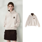 Plaid-Collar Half-Zip Sweatshirt