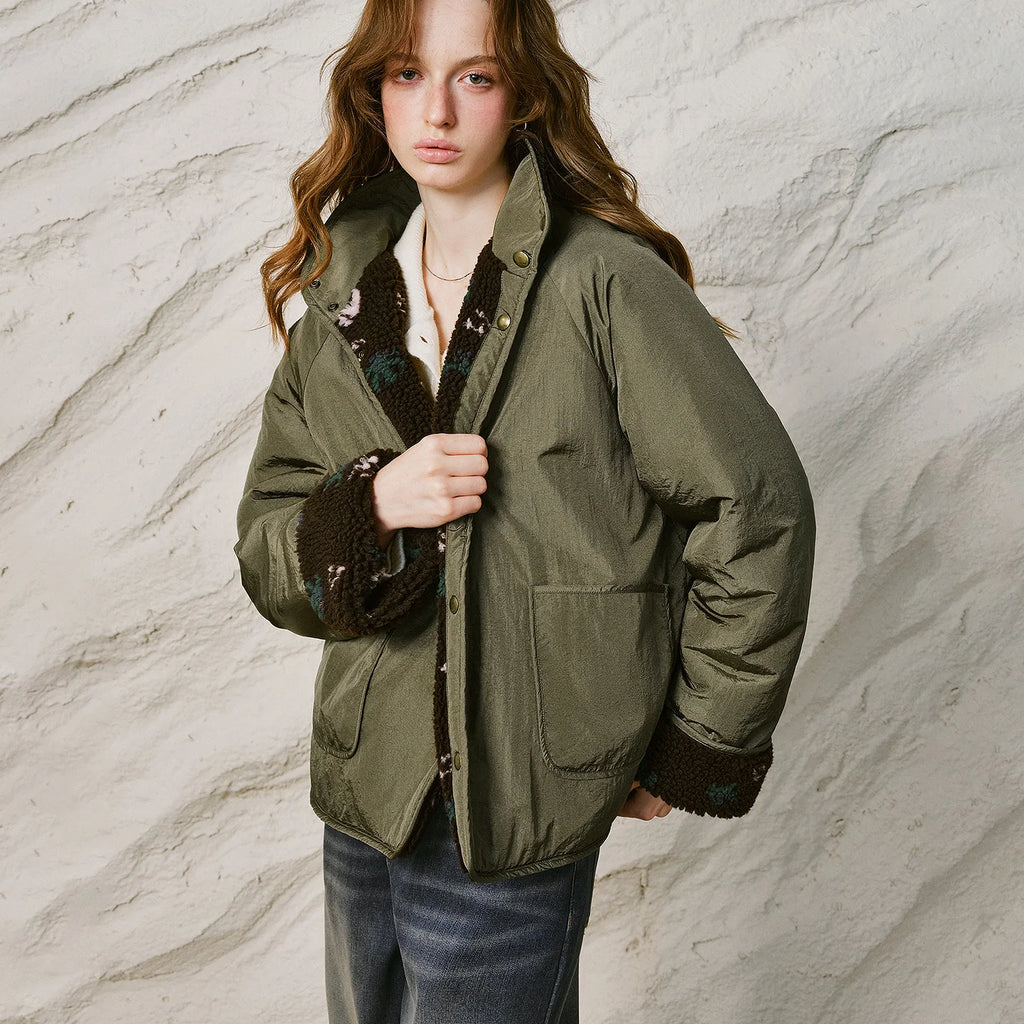 Contrast-Trim Padded Jacket