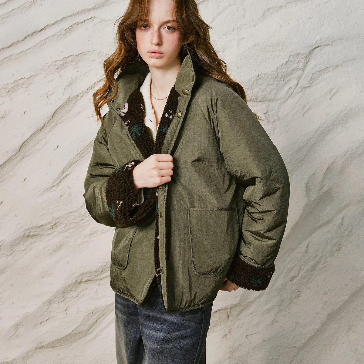 Contrast-Trim Padded Jacket