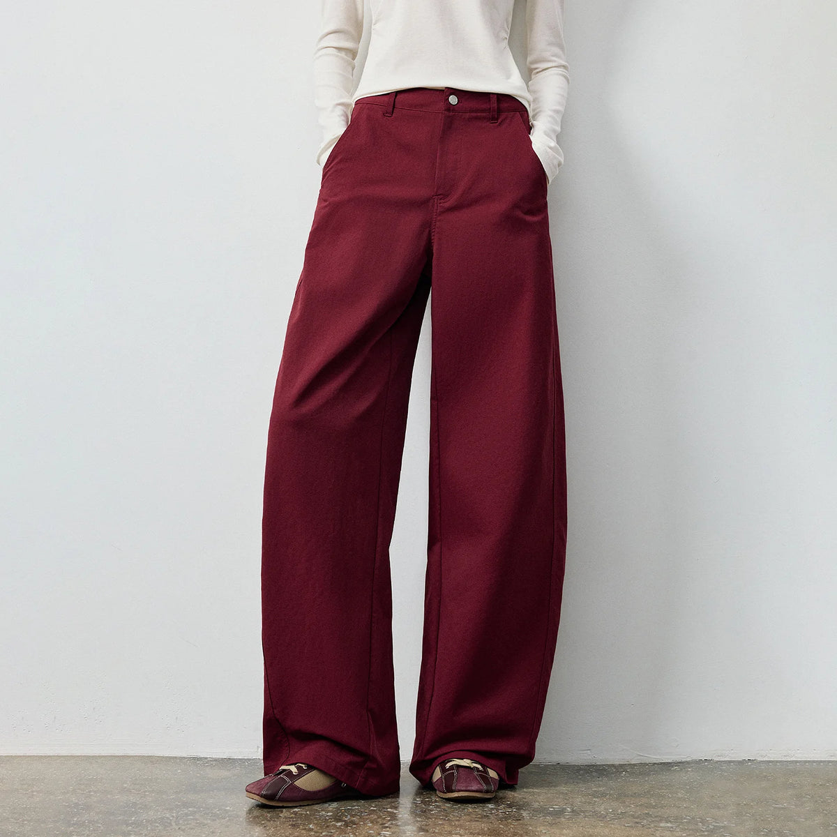 Seamed Curved-Leg Pants