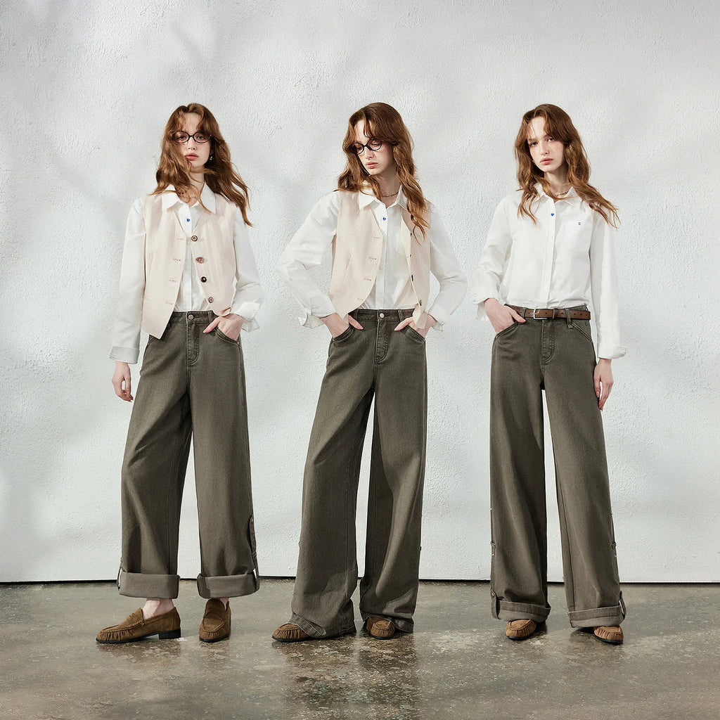 Pocket-Detail Wide-Leg Pants