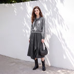 Cardigan and Plaid Skirt Set