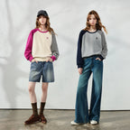 Asymmetric-Sleeve Patchwork Sweatshirt