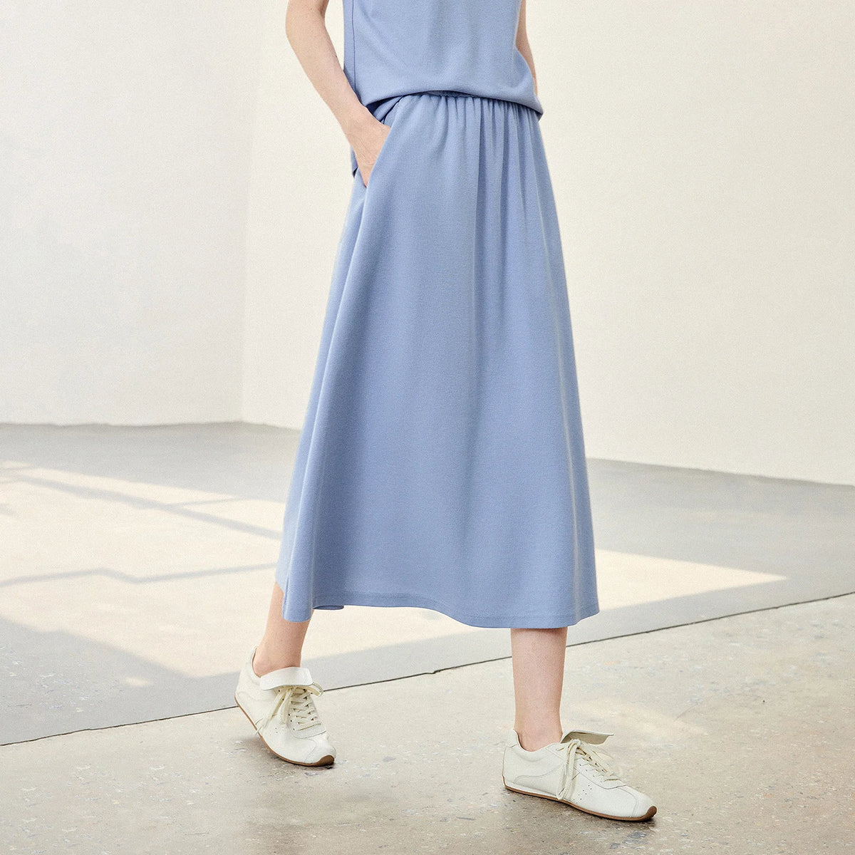 Polo Top and Midi Skirt Set