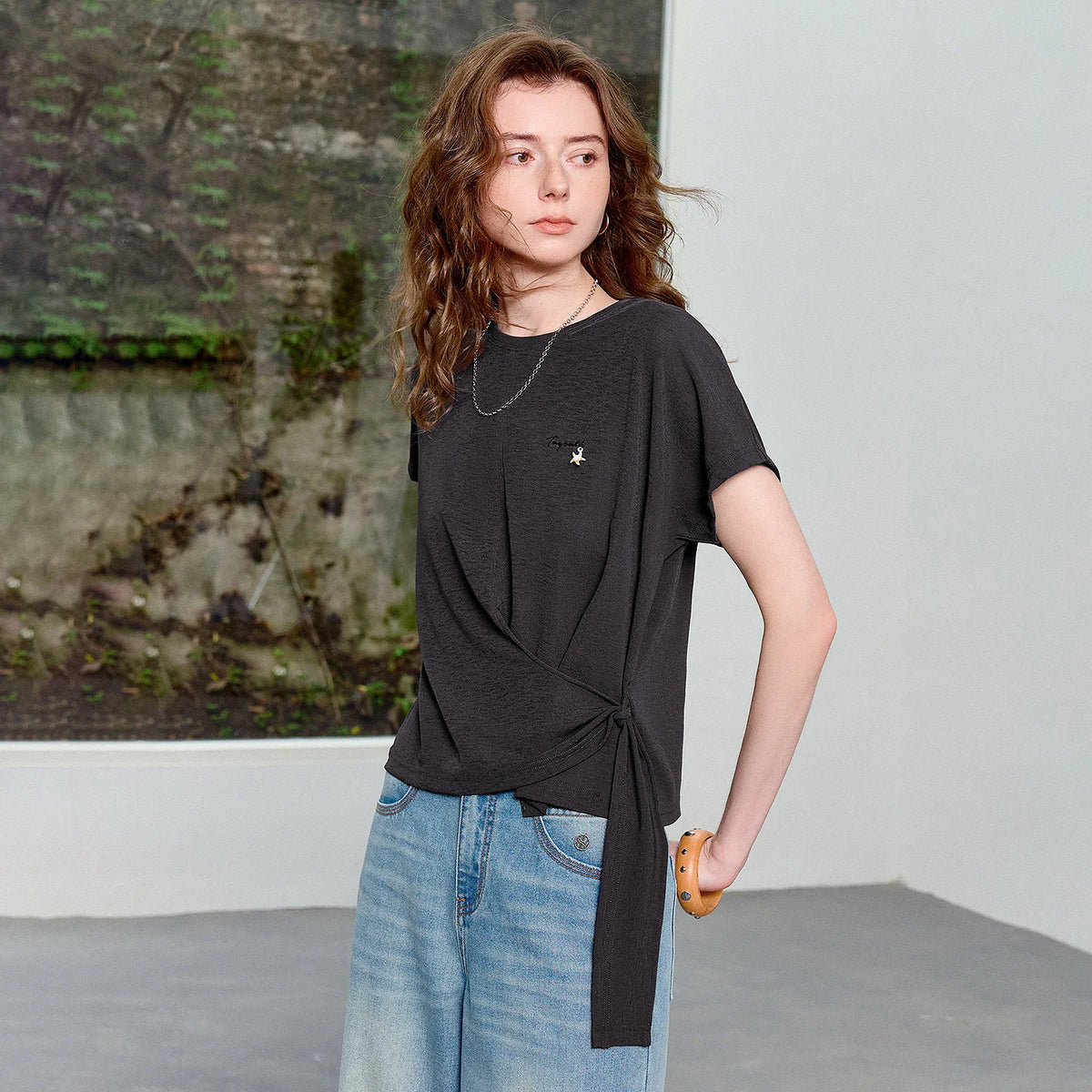 Tie-Hem Short-Sleeve Tee