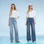 Wide-Leg Faded Jeans