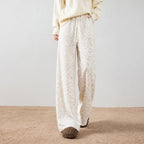 Textured Leopard-Pattern Wide-Leg Pants