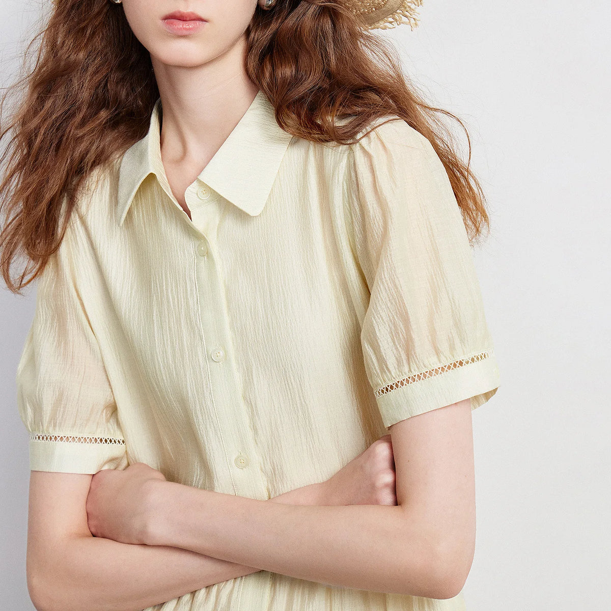 Tiered Short-Sleeve Shirt Dress
