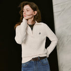 Cable-Knit Zip-Neck Sweater