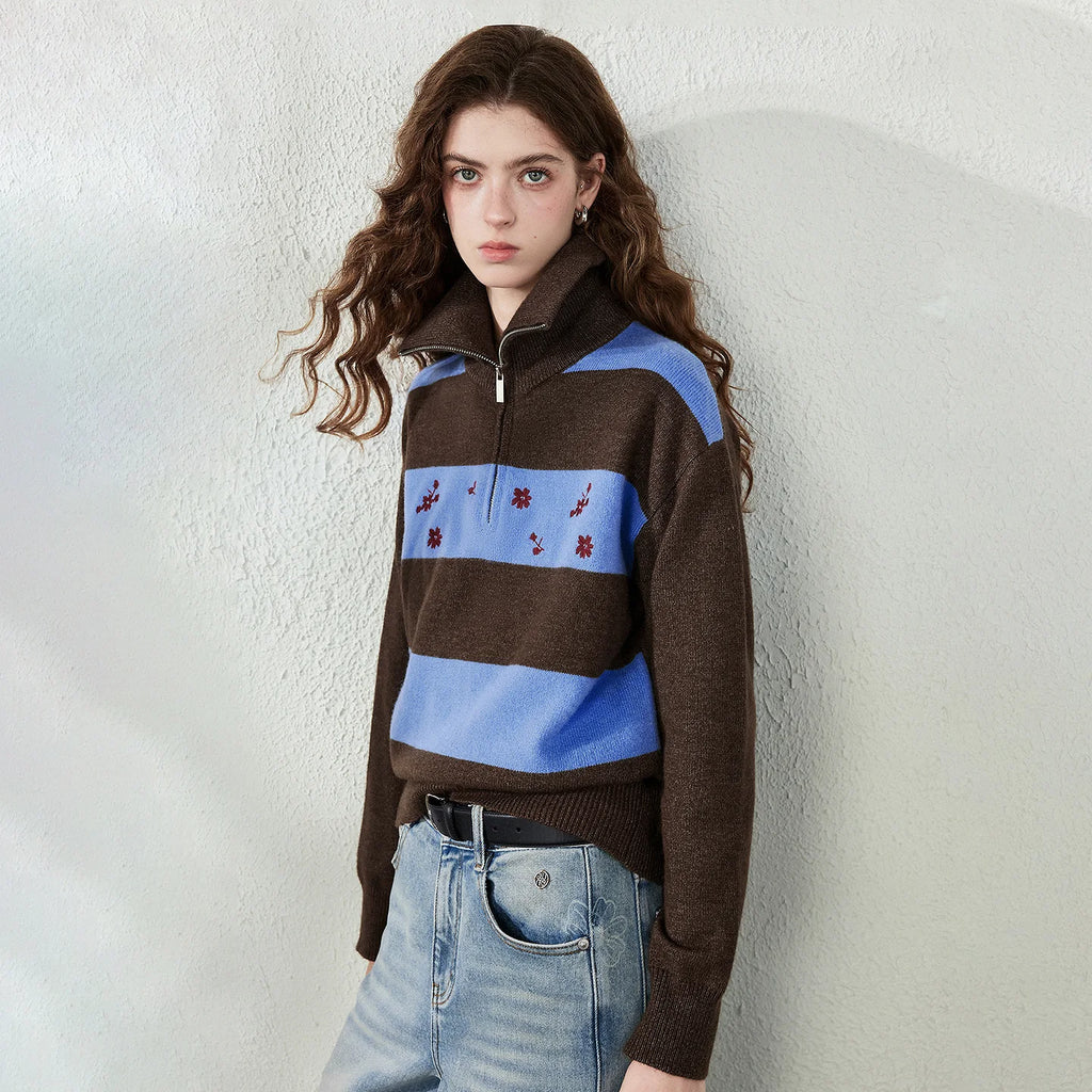 Striped Half-Zip Knit Polo