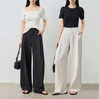Pleated Wide-Leg Tailored Pants
