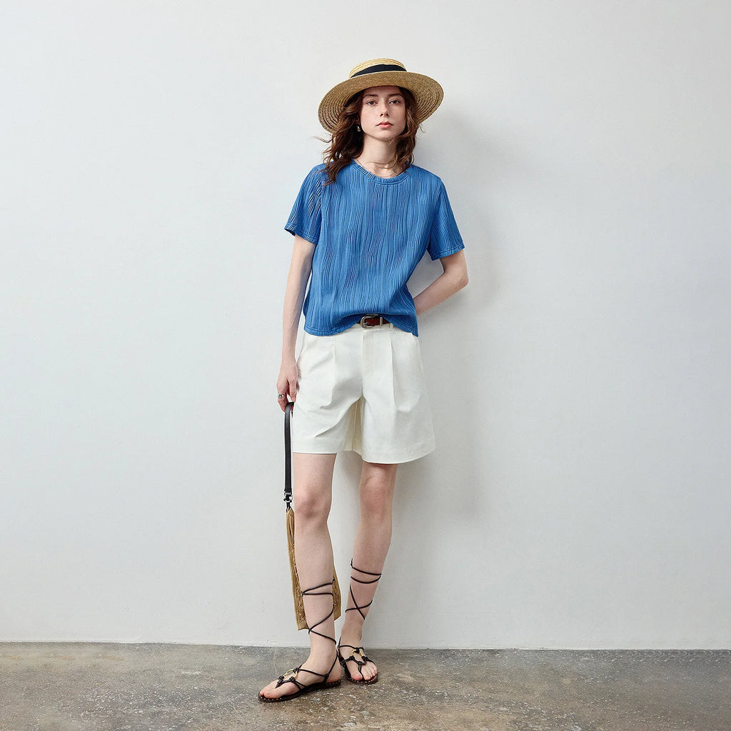 Textured Short-Sleeve Crewneck Tee