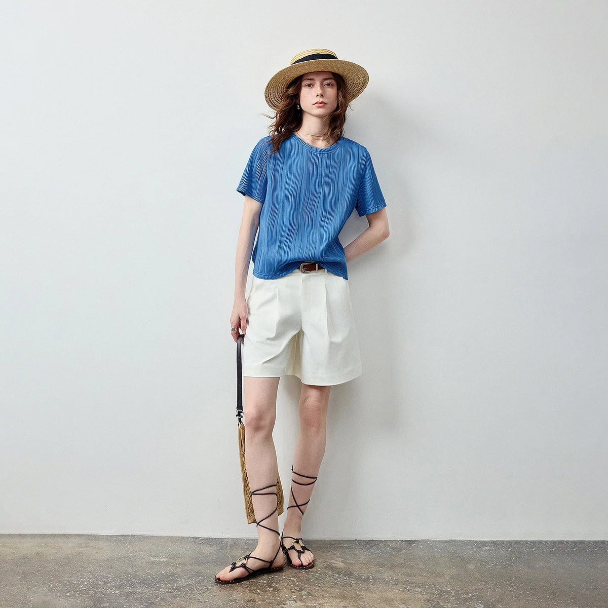 Textured Short-Sleeve Crewneck Tee