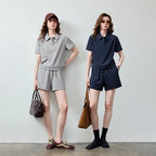 Polo Top and Drawstring Shorts Set