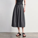 Drawstring A-Line Midi Skirt
