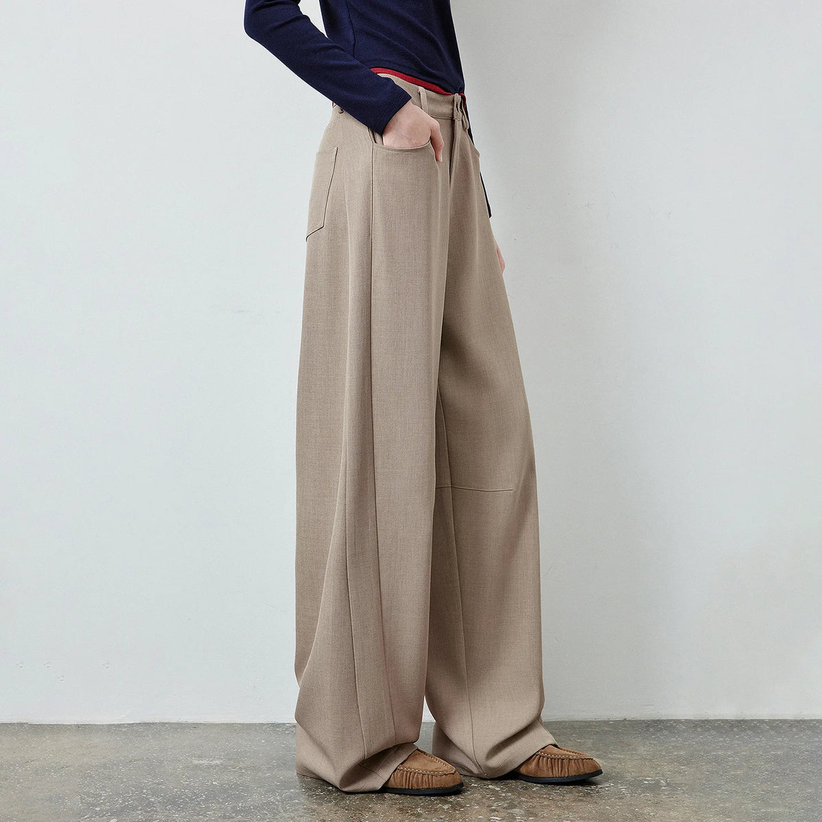 Draped Wide-Leg Pants