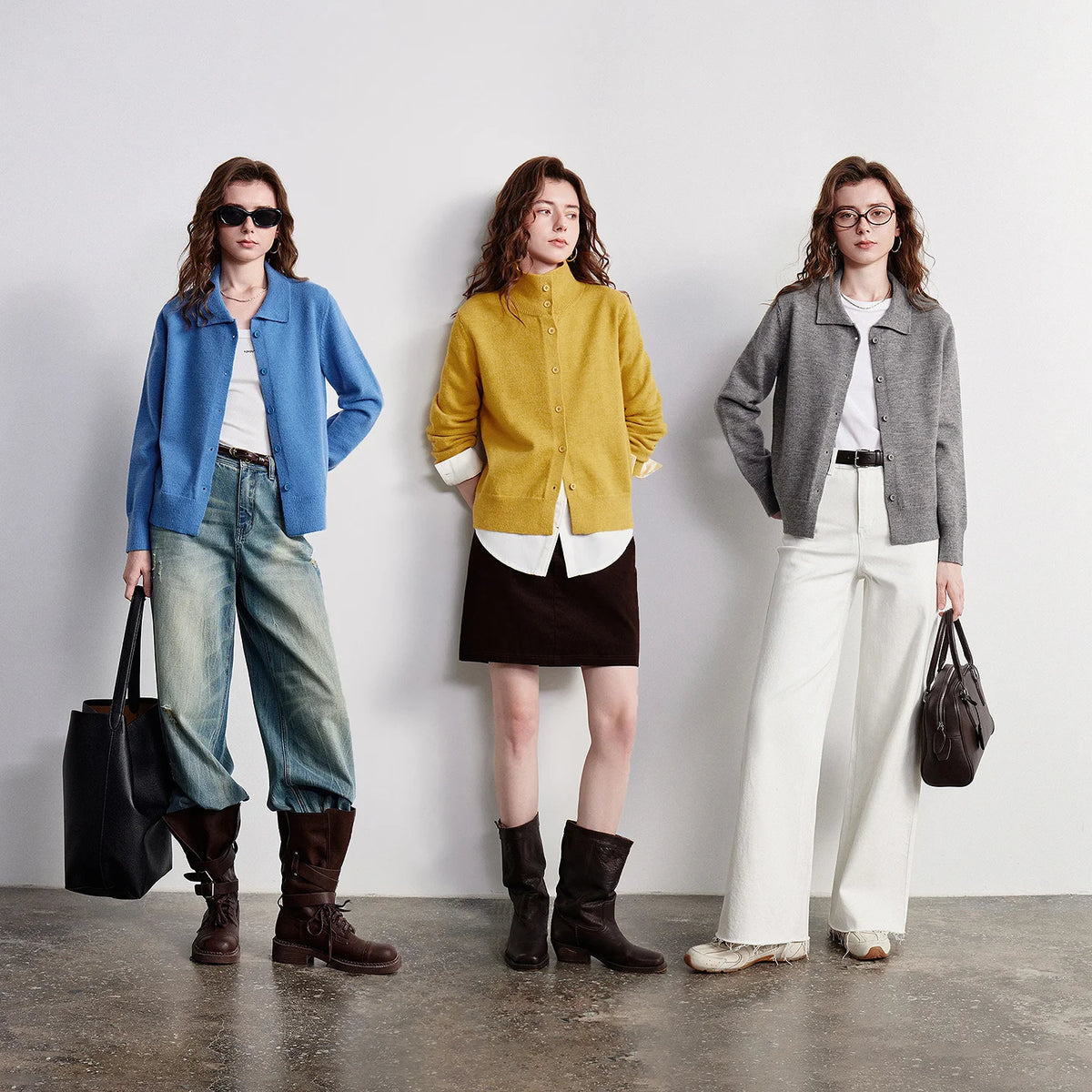 Button-Front Collared Cardigan