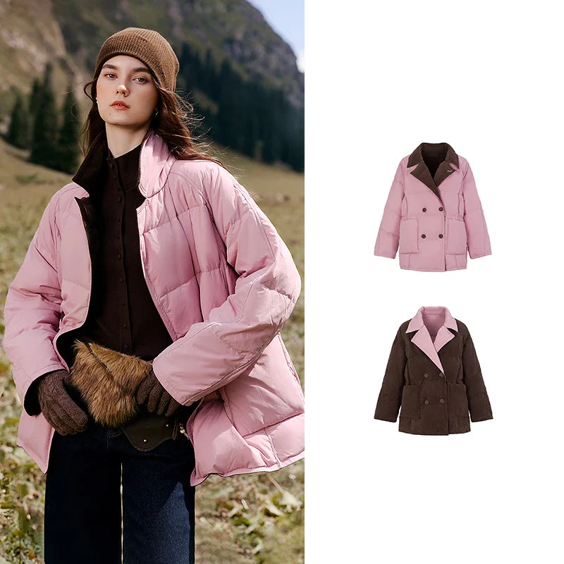 Contrast-Collar Quilted Jacket