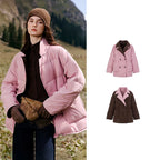 Contrast-Collar Quilted Jacket