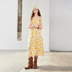 Floral Gathered Midi Dress
