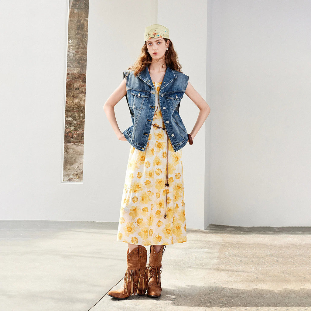 Floral Gathered Midi Dress