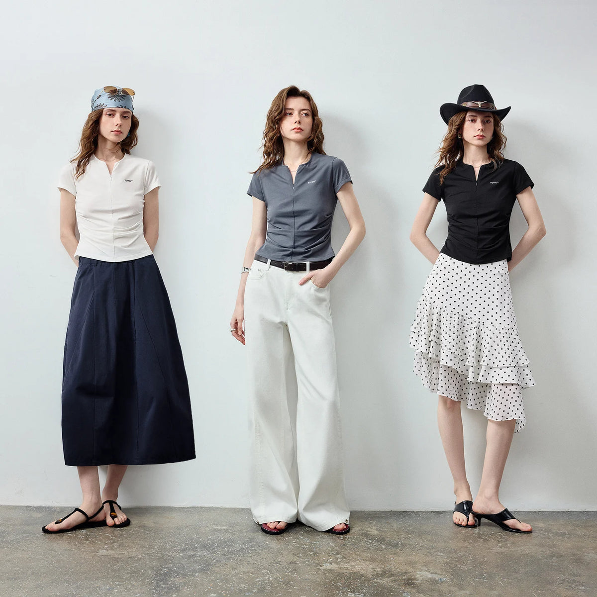 Notched-Neck Short-Sleeve Tee