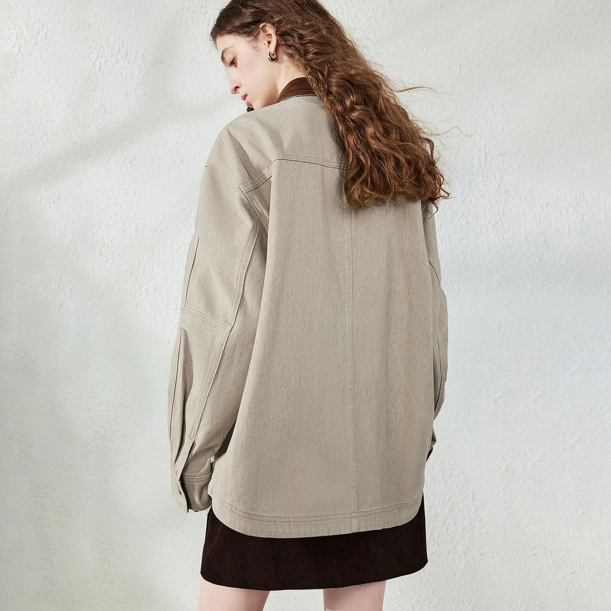 Motif-Trim Contrast-Collar Jacket