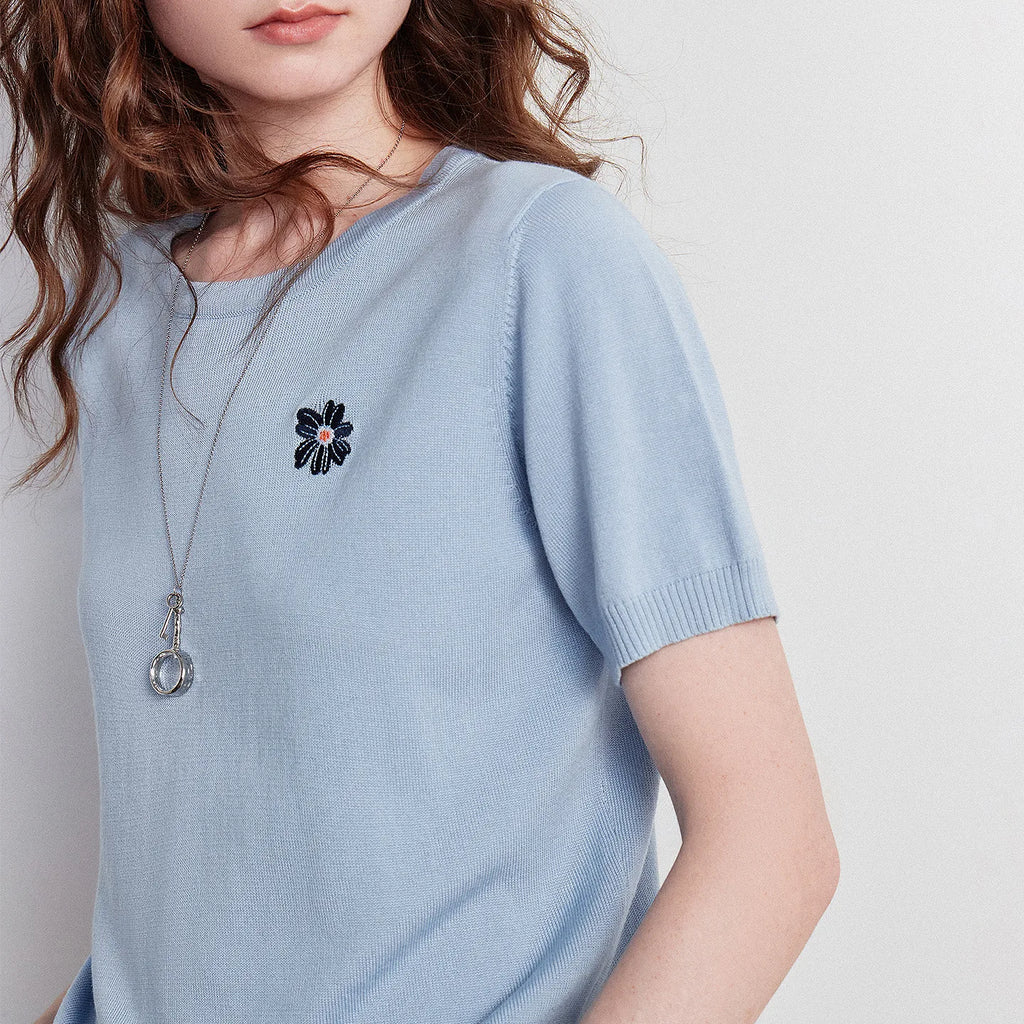 Motif-Detail Crewneck Knit Tee