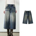 Washed Cropped Wide-Leg Jeans