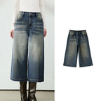 Washed Cropped Wide-Leg Jeans