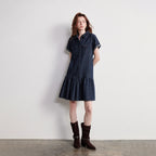 Drop-Waist Denim Shirt Dress