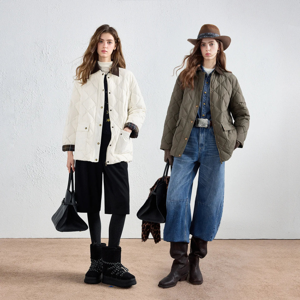 Diamond-Quilted Plaid-Trim Jacket