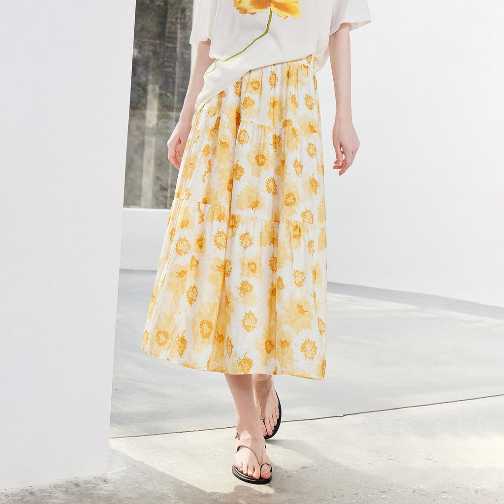 Floral A-Line Midi Skirt