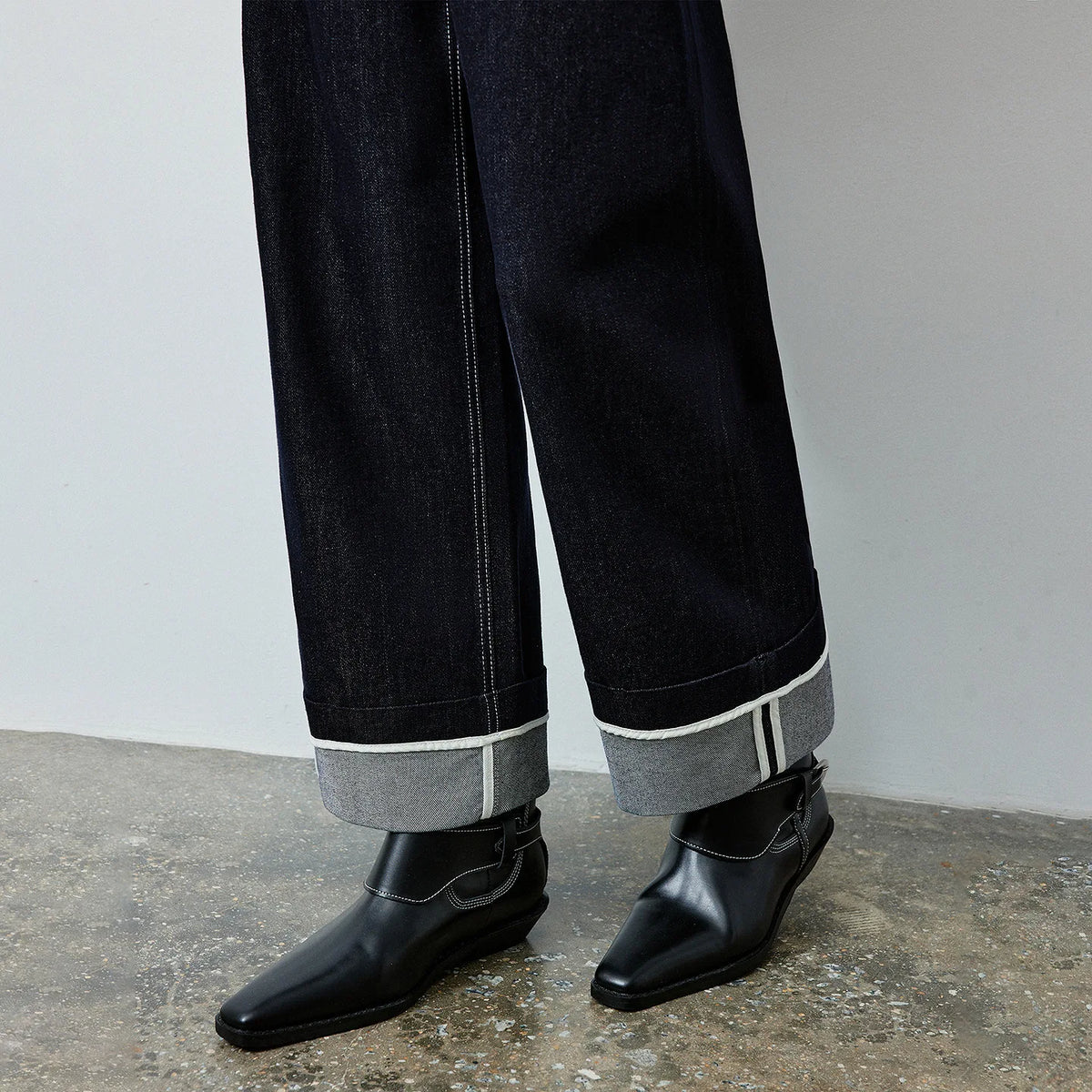 Cuffed Straight-Leg Jeans