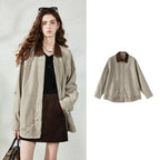 Motif-Trim Contrast-Collar Jacket