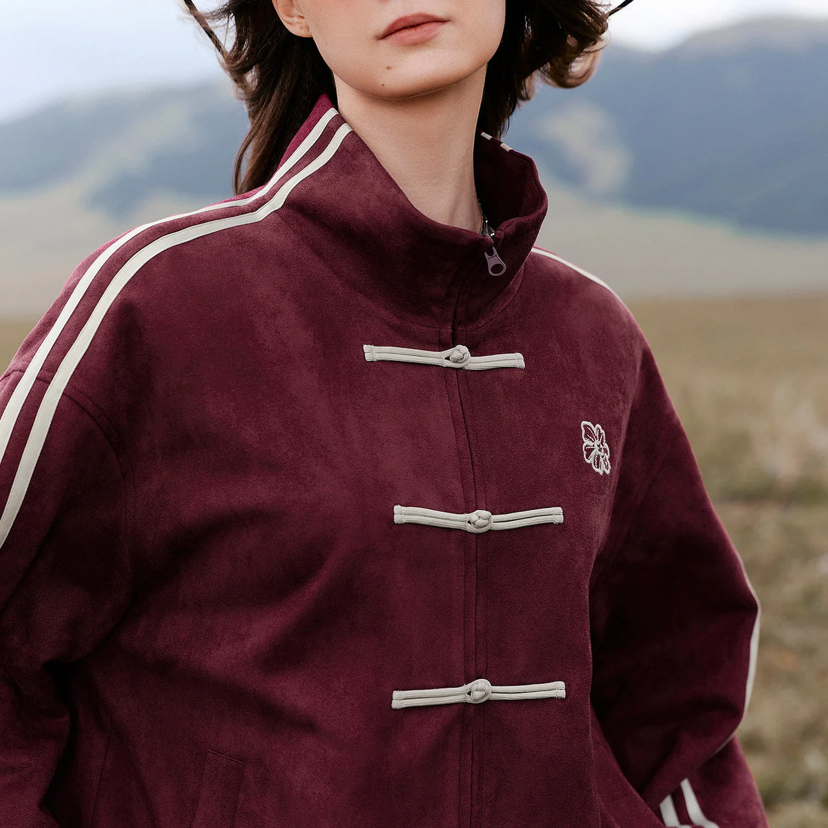 Contrast-Stripe Toggle-Front Jacket