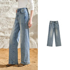 Straight-Leg Washed Jeans
