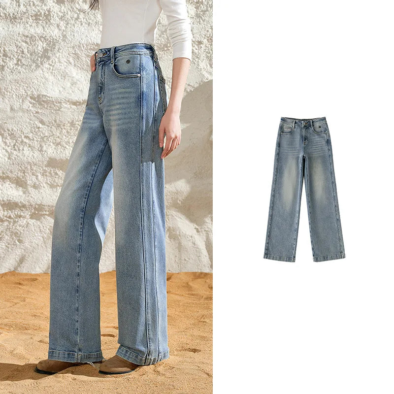 Straight-Leg Washed Jeans