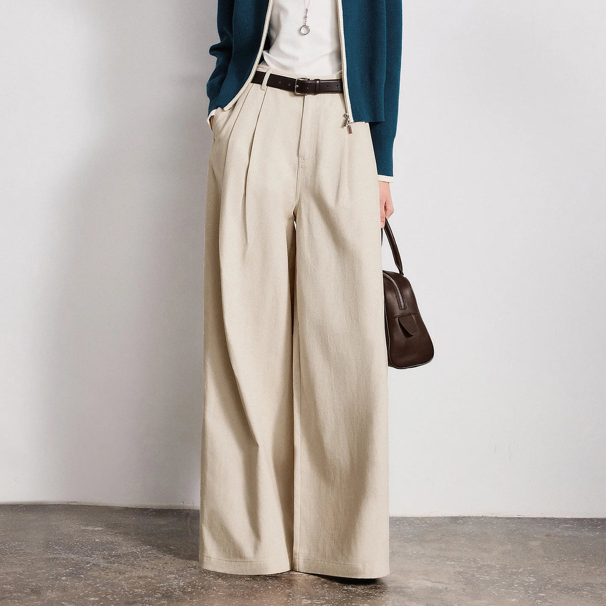 Pleated Wide-Leg Pants