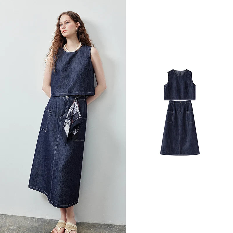 Sleeveless Top and Midi Skirt Set