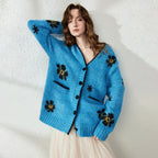 Floral V-Neck Knit Cardigan